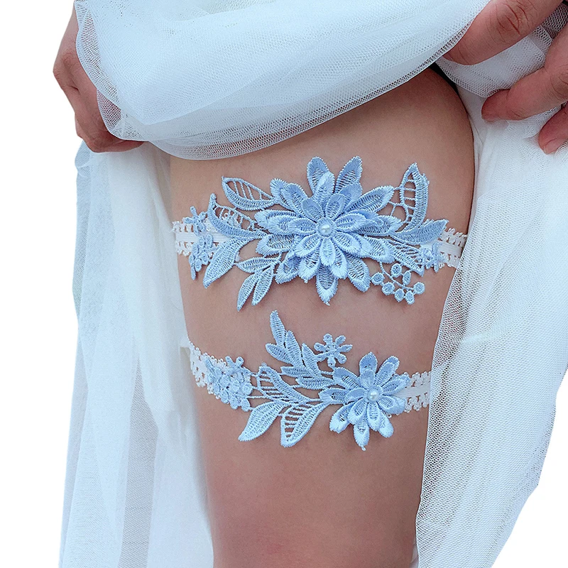Sexy Lace 2pcs/Set Wedding Garter Lace Embroidery Floral Sexy Garters for Women/Bride Thigh Ring Bridal Leg Garter