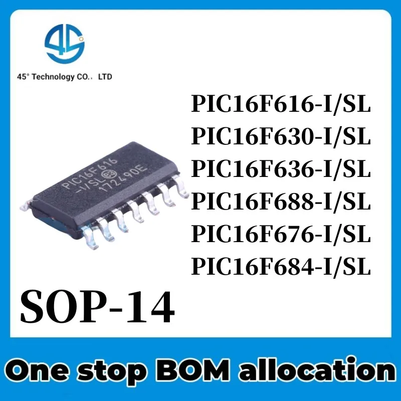 5pcs PIC16F688 PIC16F676 PIC16F636 PIC16F630 PIC16F616 PIC16F684-I/SL Microcontroller IC Chip SOIC-14 NEW ORIGINAL