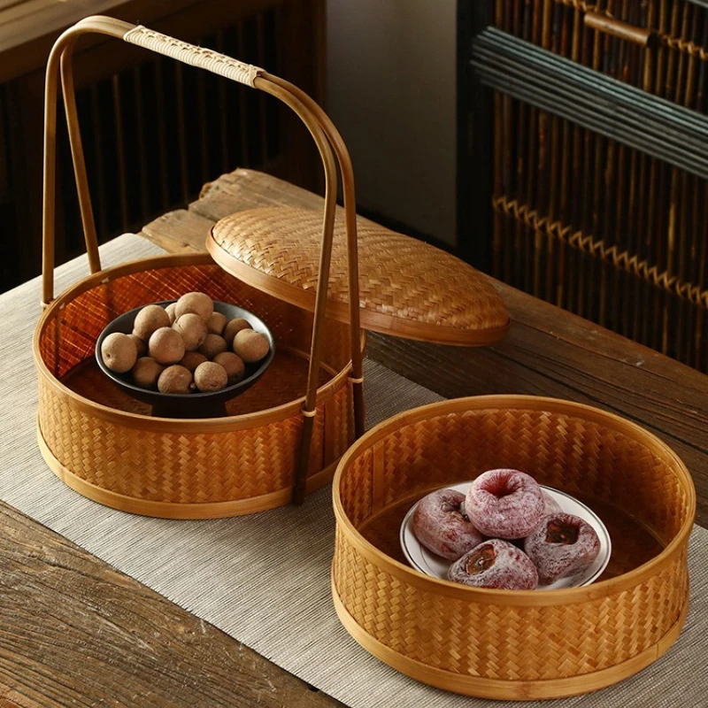Dim Sum Basket - JUSTINLAU Panier Rond Portable en Bambou