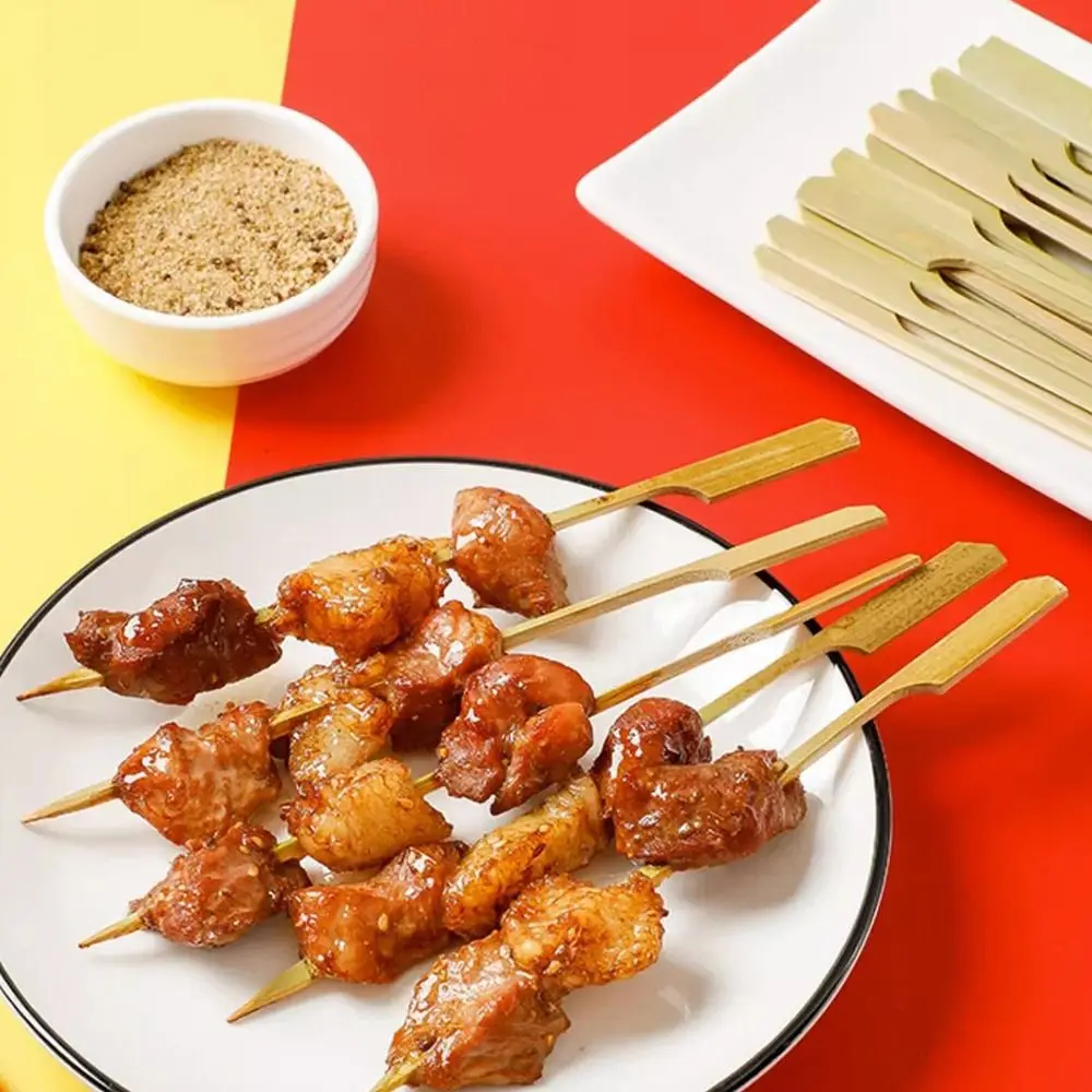 

100pcs Appetizers Picks Bamboo Bamboo Kabab Skewers Disposable Natural Decorative Cocktail Kitchen