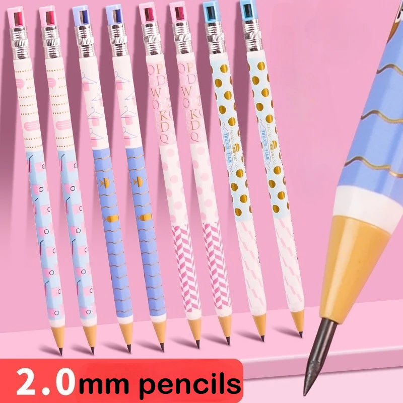 40pcs Fashion Design Mechanical Pencil 2.0mm School Supplies Wholesale Kawaii Automatic Pencil for Students Writing Acessories