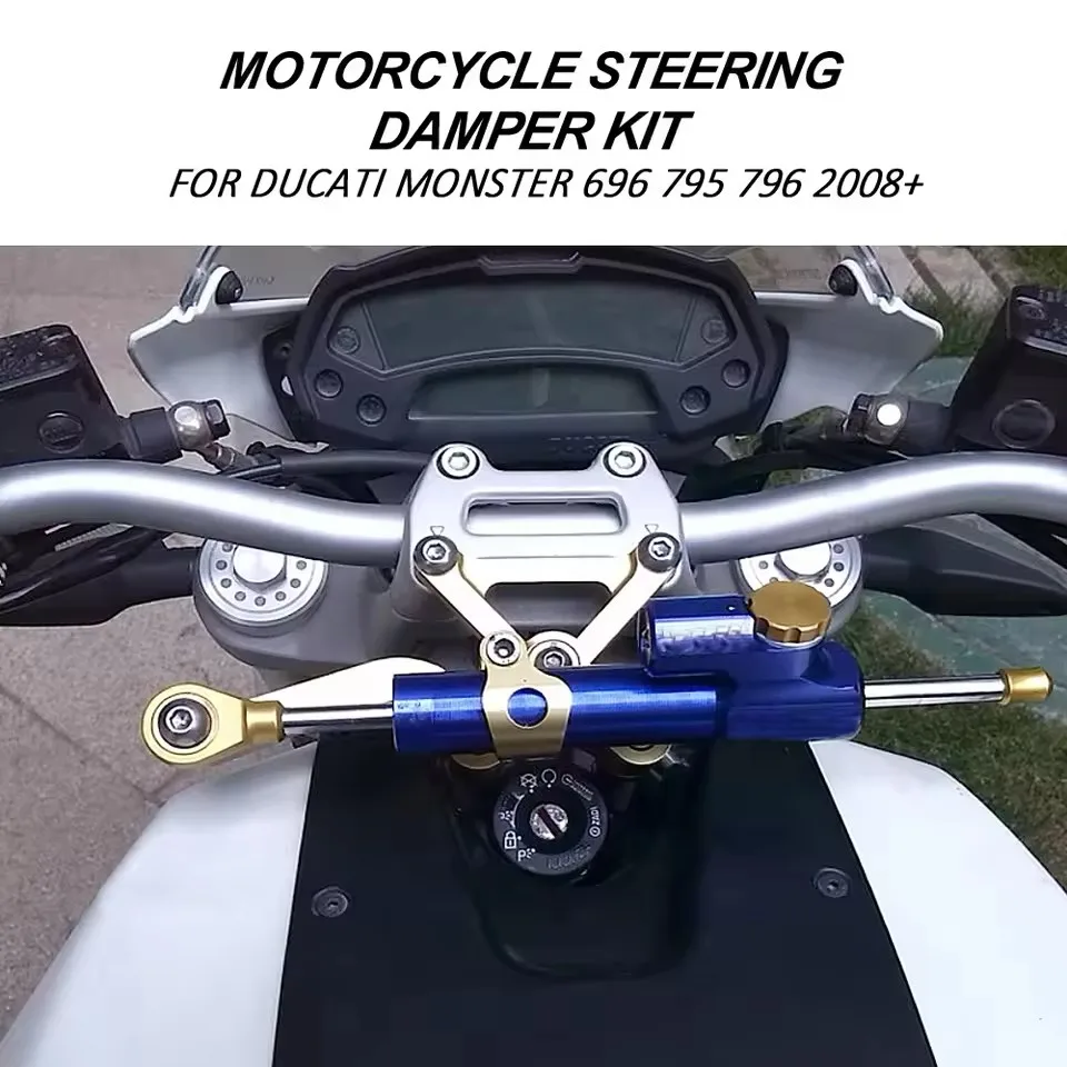 Motorcycle Modified Steering Damper Stabilizer Mounting Bracket Support Kit For Ducati Monster 696 796 795 1100 1100S 2008 - UP