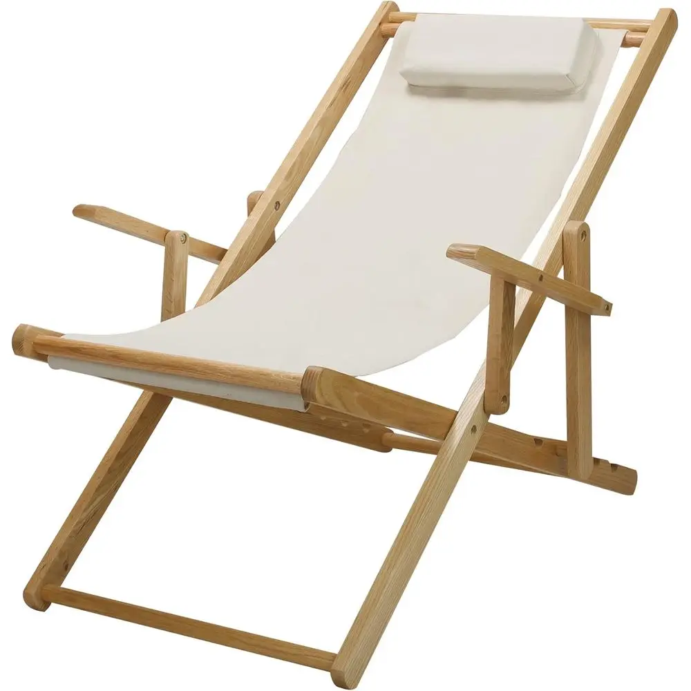 

Adjustable Sling Chair Natural e, Natural Canvas 26.5D x 42W x 33H in