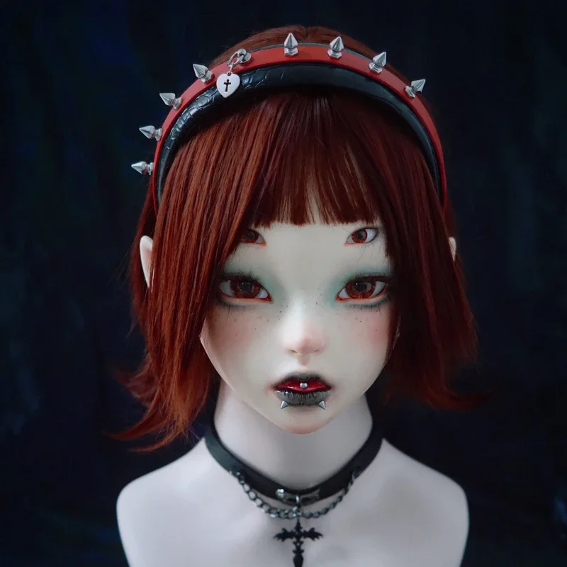 Original hecho a mano gótico Lolita remache aro de pelo Punk oscuro Cosplay sombreros de Halloween Cruz corazones colgante sombreros accesorios para niñas