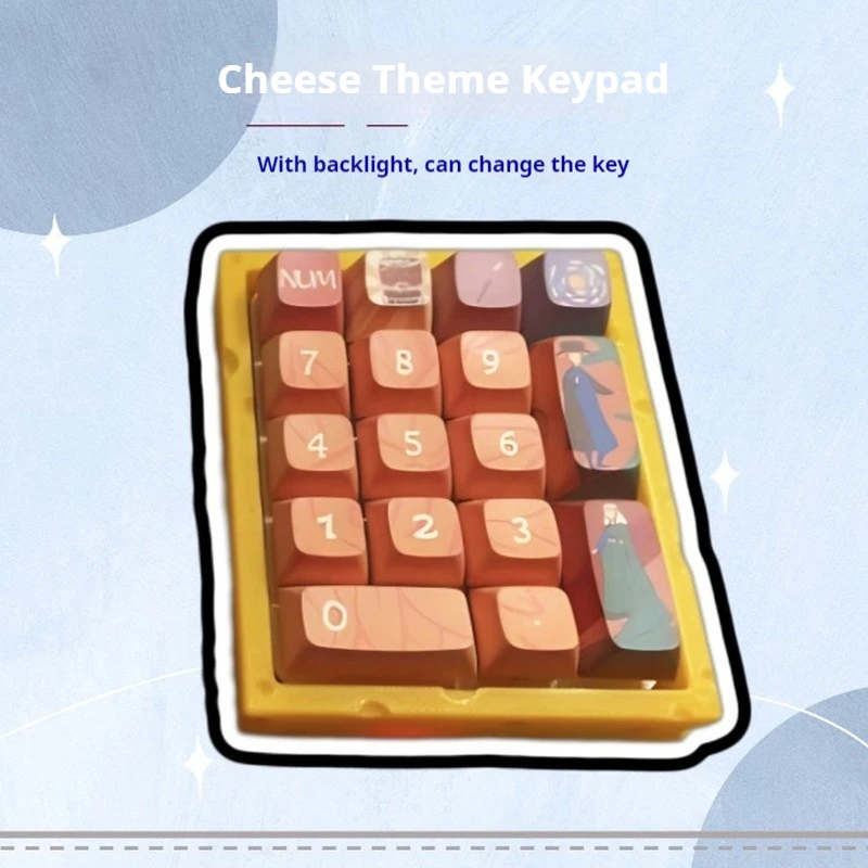 10moons Game Theme Keypad 17 Key Mario Cheese Theme PBT Material USB Interface Backlight Adjustable Key Office Game Ergonomic