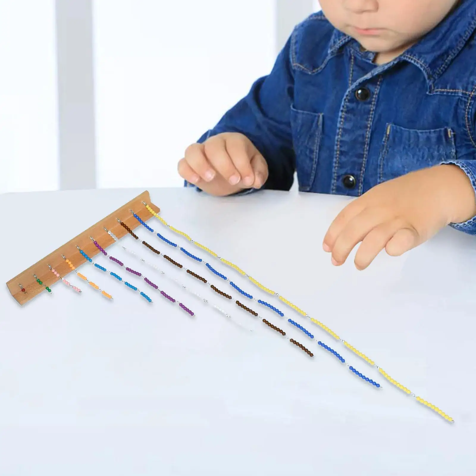 Kids Mathematics Learning Montessori Mathematical Material Color Bead Stairs