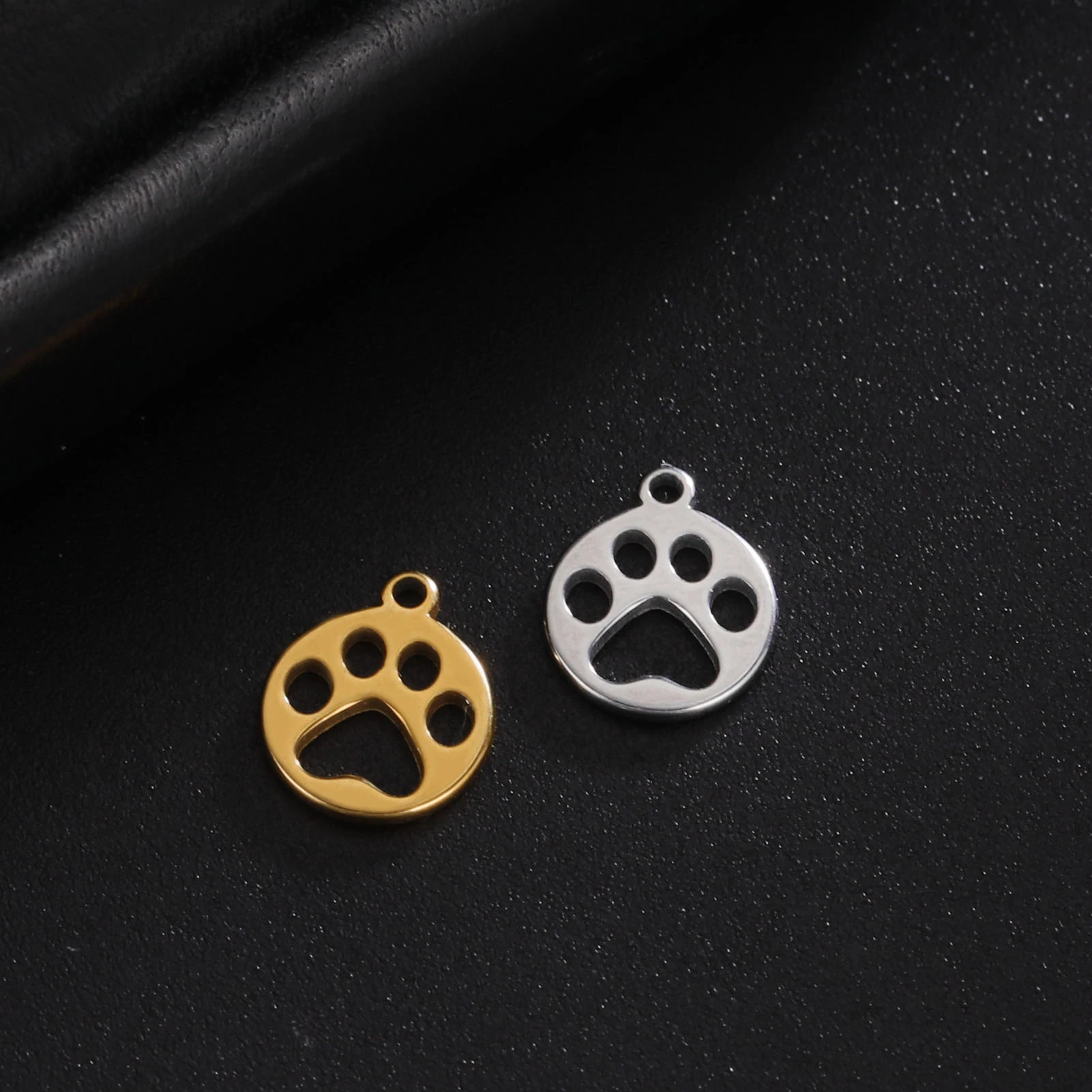 سحر دائري مجوف من الفولاذ المقاوم للصدأ بطباعة مخالب الحيوانات الأليفة ، قلادة ، موصل سوار ، صناعة مجوهرات تصنعها بنفسك ، 5 *