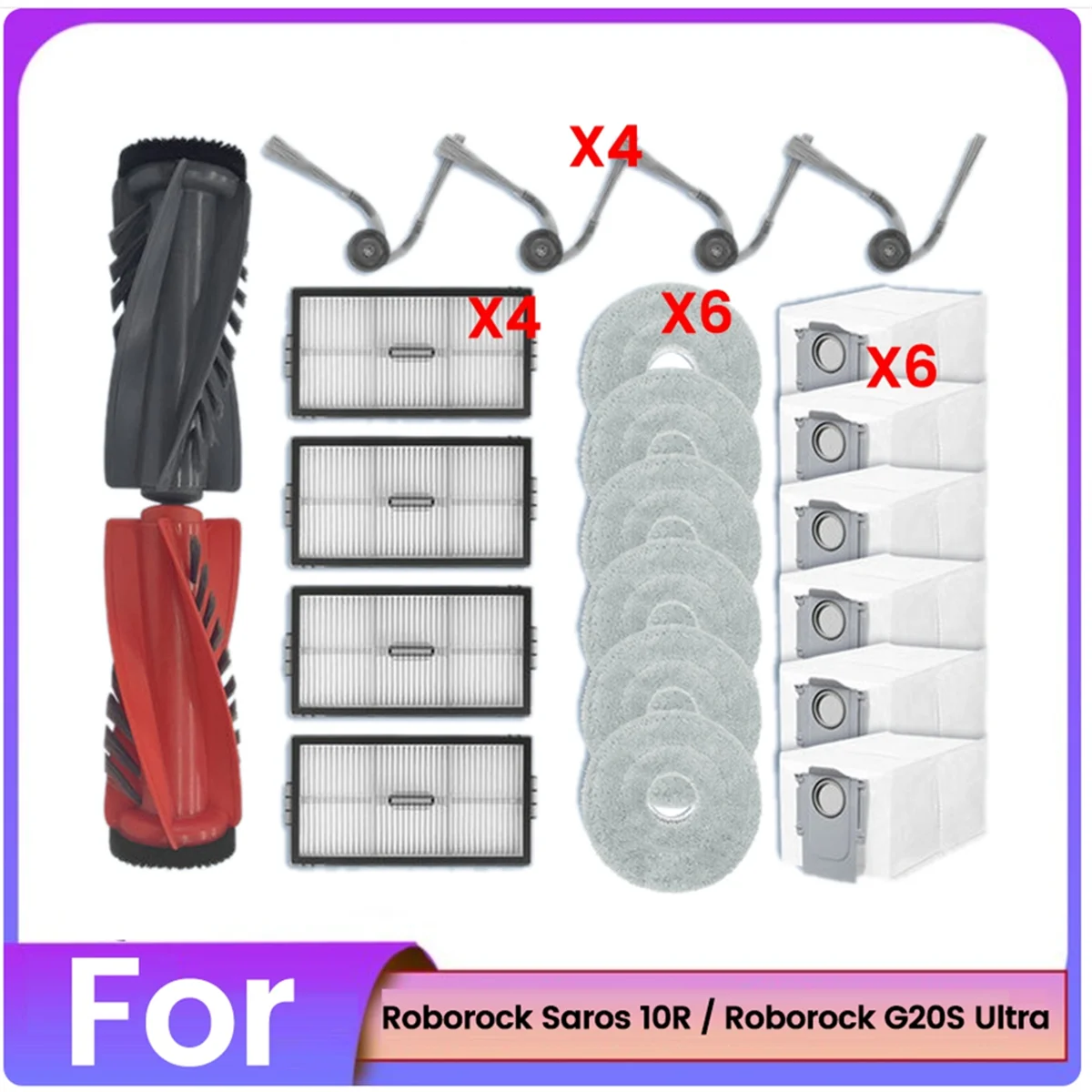 قطع غيار بديلة لـ Saros 10R / G20S Ultra Main Brush Side Brush Filter Mop Pads أكياس الغبار فراغ