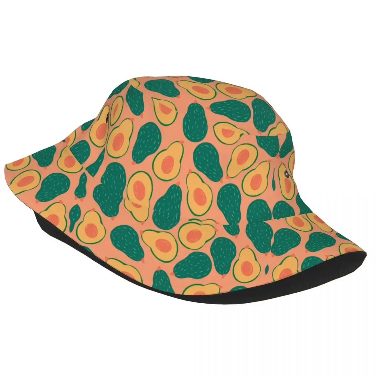 Custom Green Fruit Avocado Pattern Bucket Hats Women Men Fashion Summer Outdoor Sun Fisherman Cap