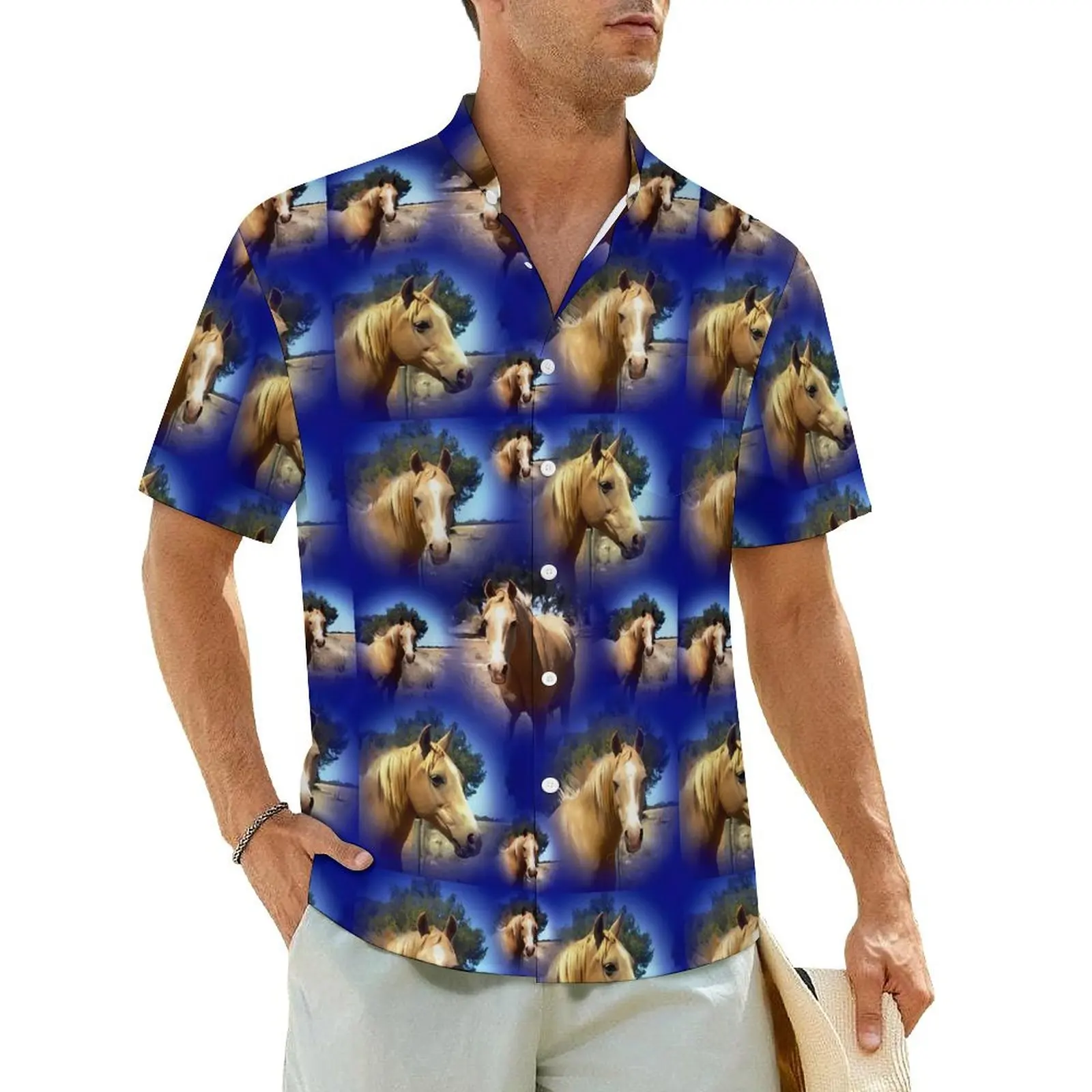 

Palomino Horse Casual Shirt Animal Print Novelty Hawaiian Shirts Man Short Sleeve Beach Comfortable Custom DIY Oversized Blouses