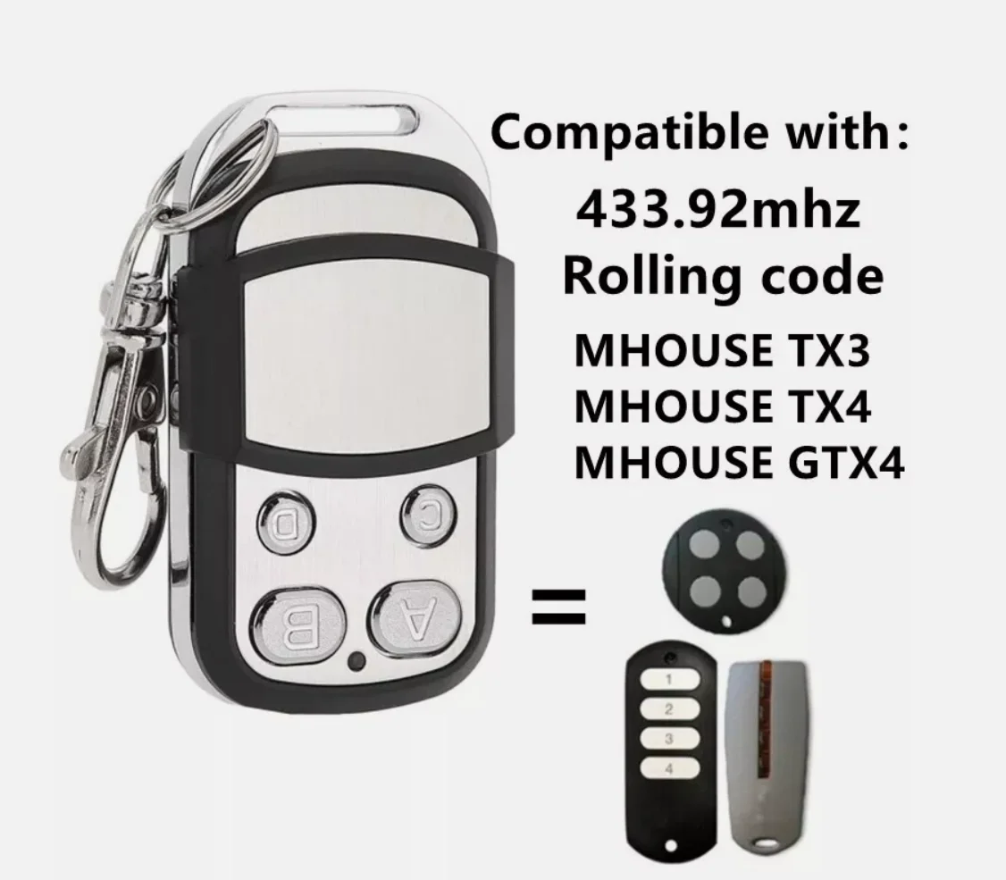 For mhouse gtx4 Garage Remote Control telecommande myhouse TX4 TX3 GTX4 portail Gate Control 433mhz Rolling Code Transmitter