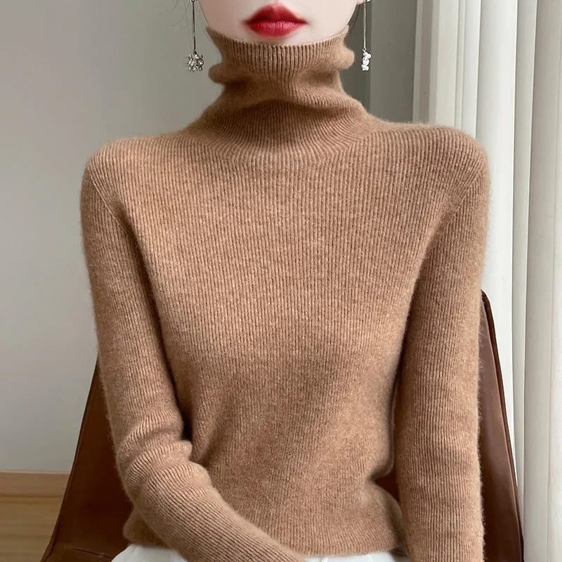 

Fashion Long Sleeve Knitwears Knitted Sweater Women Pullovers Black Turtleneck Knit Sweater Pullover Women Tops Sweaters Q1130