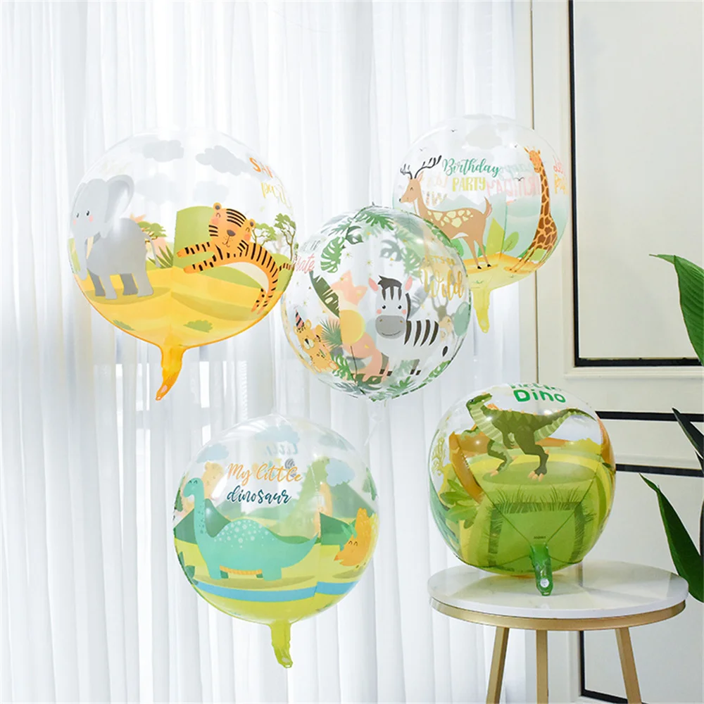 

5pcs 22inch 4D Jungle Safari Helium Balloons Dino Wild Zebra Lion Deer Pattern Animal Globos Kids Birthday Party Decor