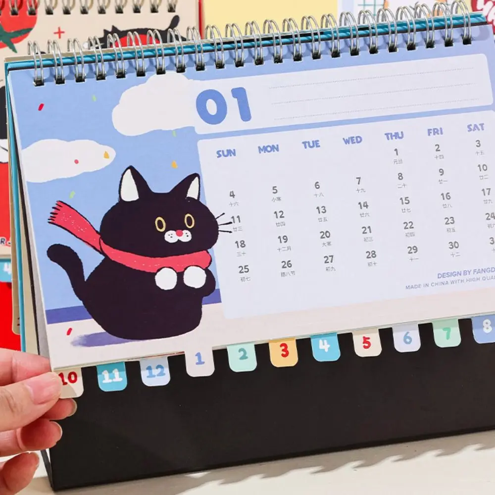 

Cow Cat Series 2026 Desk Calendar Coil Binding Memo Notes Monthly Calendar Cartoon One Month to View Learning Plan Calendar