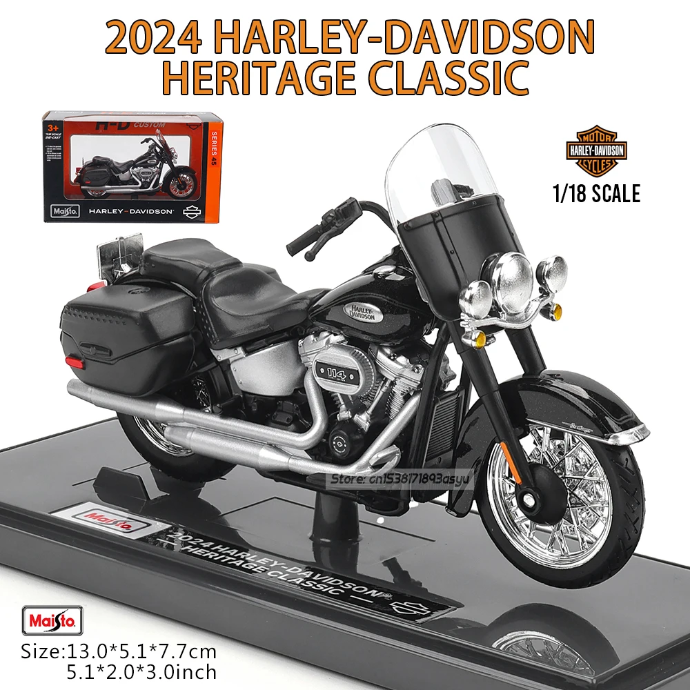 

Maisto 1:18 Harley-Davidson Motorcycle 2024 Harley Davidson Heritage Classic Alloy Motorcycle Model Toy Car Collection