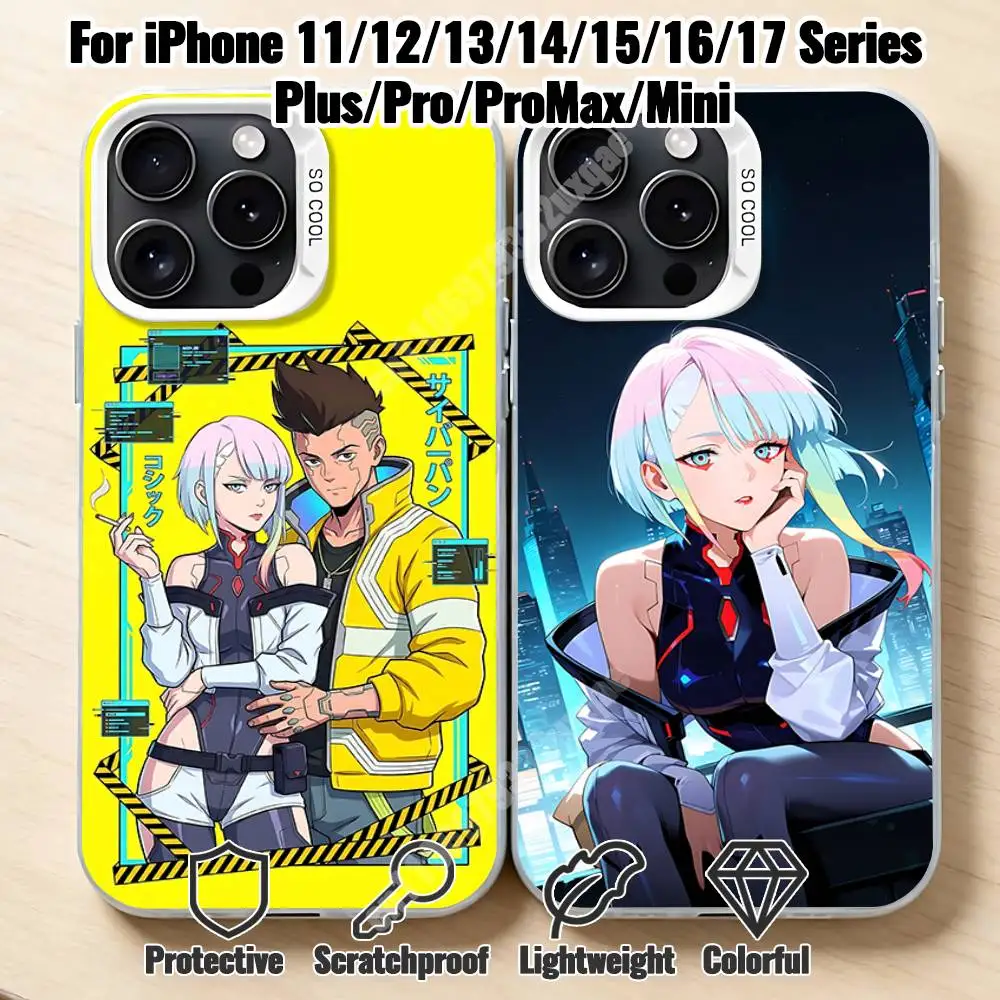 

C-Cyberpunk E-Edgerunners Phone Case for iPhone 17 16 15 14 13 12 11 Pro Plus Max Mini X XS Air Stylish Cover