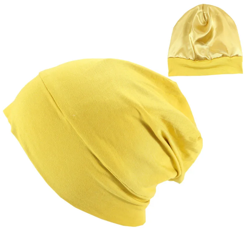 Slouchy Beanie Hat for Women, Satin Lined Sleep Cap, Satin Bonnet, Chemo Headwear, Solid Colors