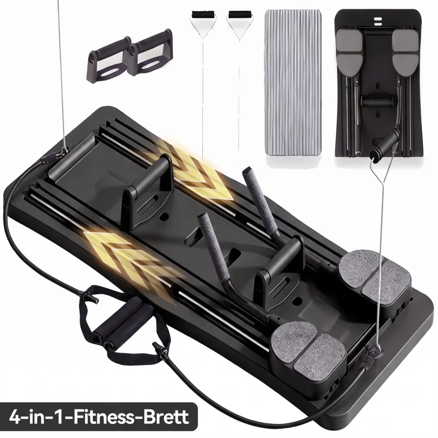 Pilates Board - Pilates Reformer Set, Multi-Purpose Foldable Pilates Reformer Board For Home, 4 In 1 Pilates Sliding Board(Black