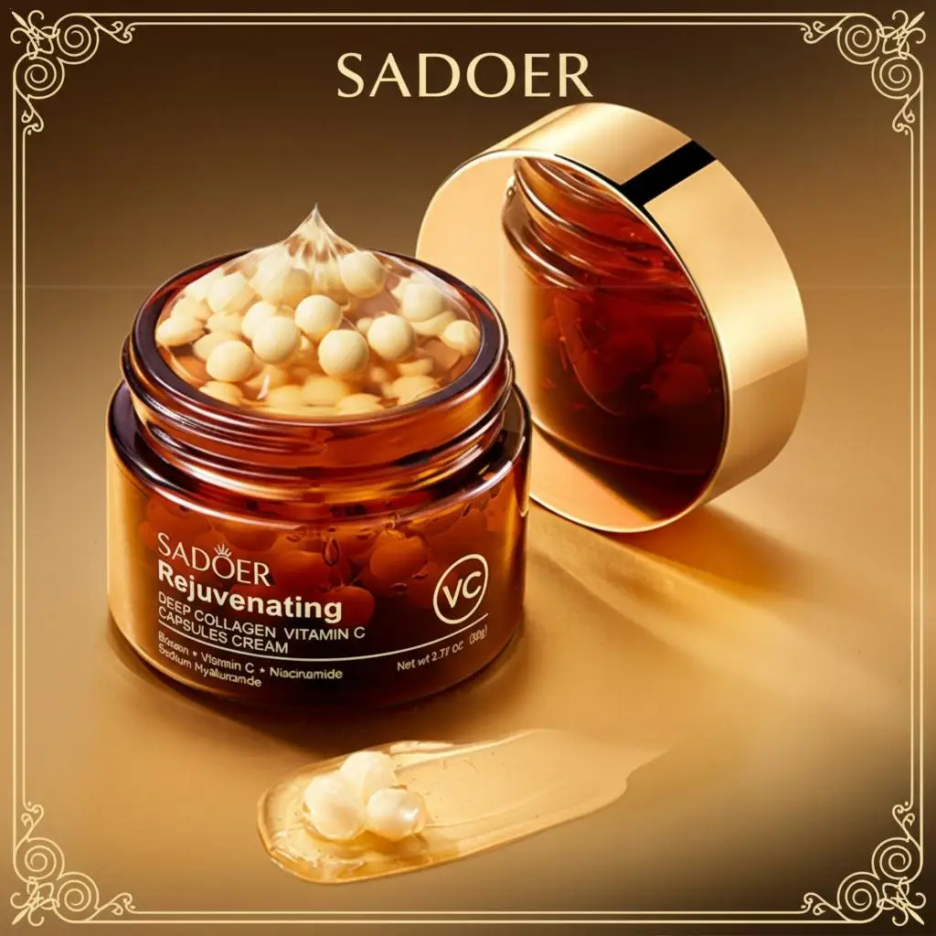 50G SADOER Vitamin C Capsule Cream Collagen Remove Wrinkle Cream Anti-Aging Firming Lifting Fade Fine Lines Moisturizing Care