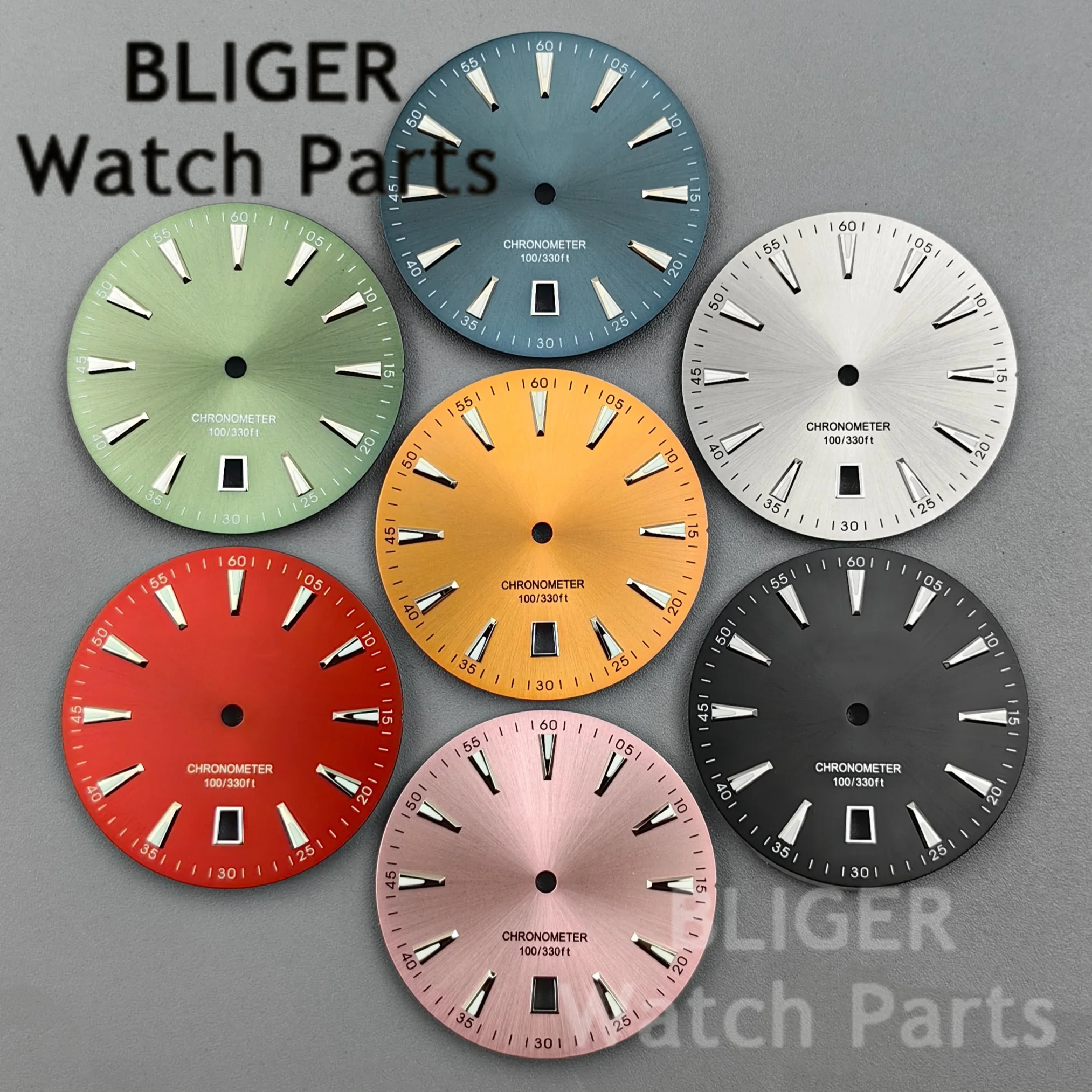 BLIGER العقيمة 33.5 مللي متر Sunberst التدرج ساعة الطلب 6 الساعة التقويم مضيئة صالح NH35 NH36 NH38 التلقائي ساعة يد تعمل بالحركة أجزاء