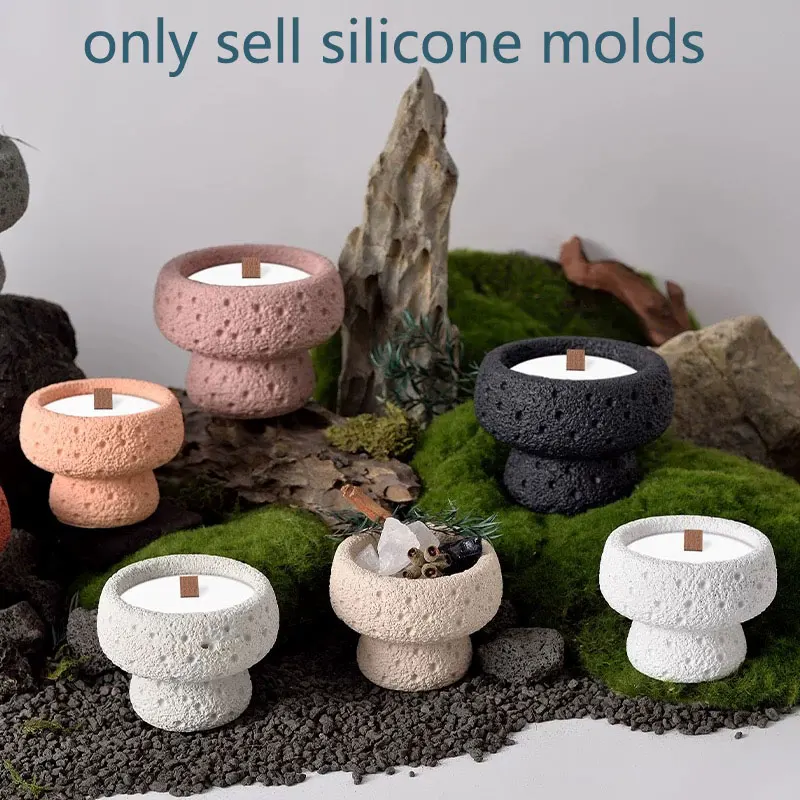 Concrete lava Scented Candle Cup Silicone Mold Cement Bowl Plant Pot Storage Tray Plaster Support Silicon Molds