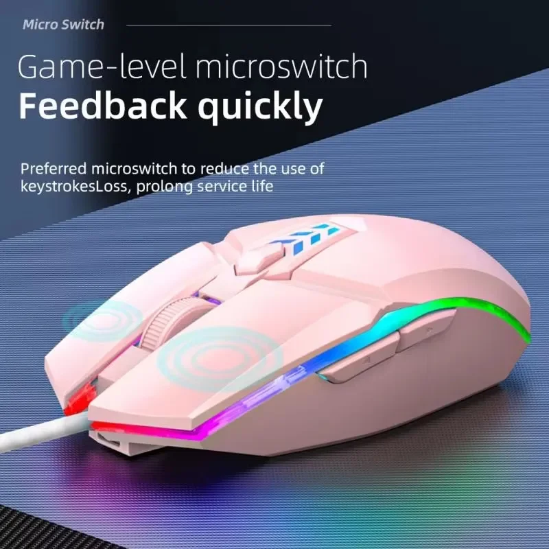 Wired BackLight Mute Mice For Desktop Laptop Computer Gamer Mouse Gaming Mouse 1600 DPI Optical 6 Button USB Mouse With RGB