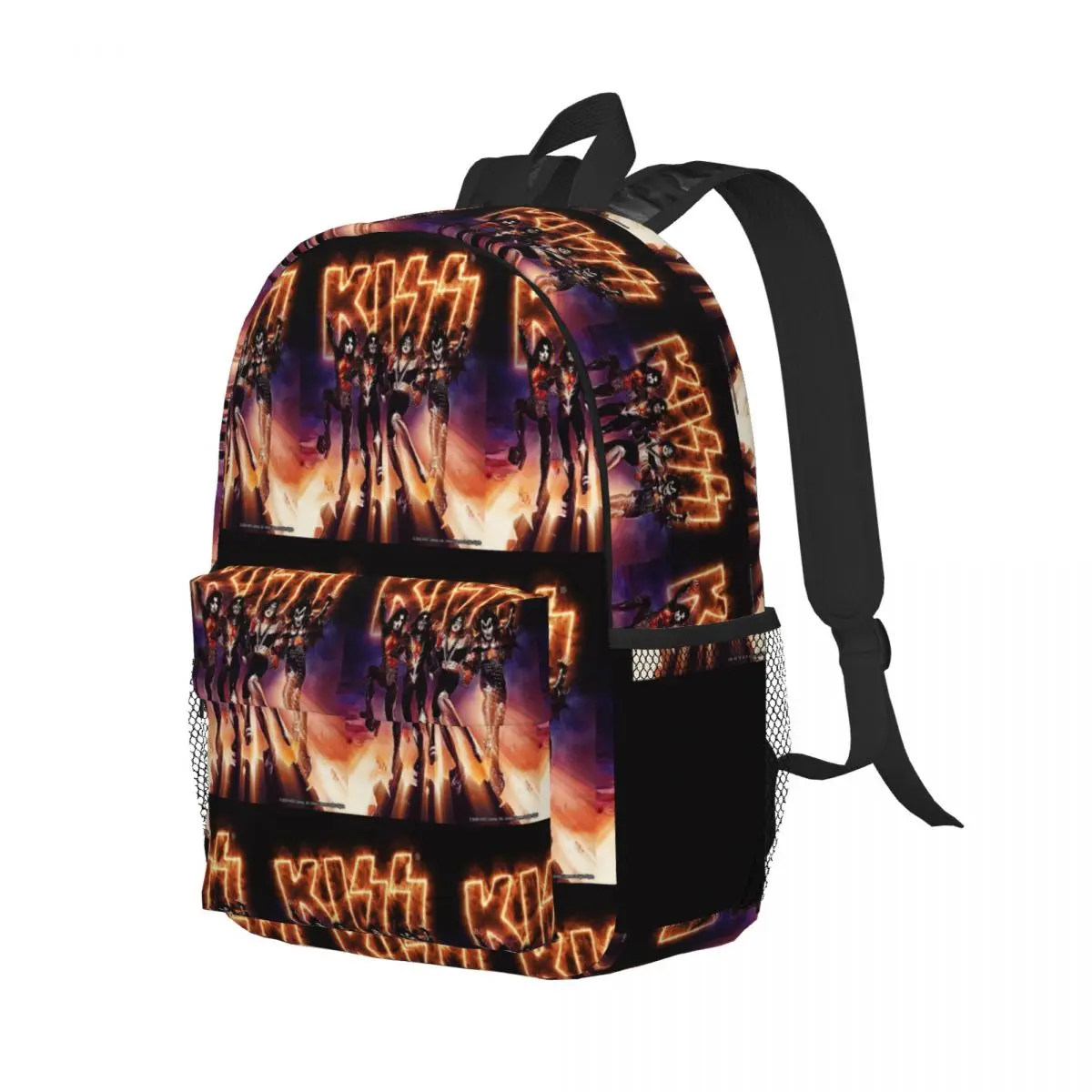 KISS The Band - Destroyer Fire Log Backpack Student Boys Girls BookBag Men Women School Bag Computer Shoulder Bags