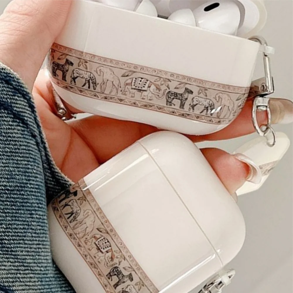 Estuche protector para auriculares inalámbricos, estuche para AirPods 3, pintura al óleo de animales de literatura Vintage, Bluetooth