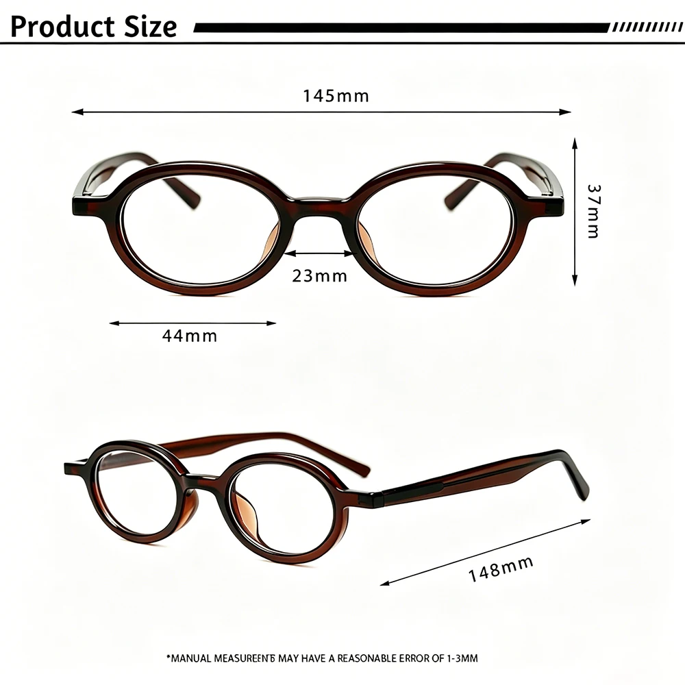 CATERSIDE Neue Retro Herren Ovaler Kleiner Rahmen Flache Gläser Tr-90 Brillengestell Acetat-Bügelenden Damen Anti-Blaulicht-Brille – Detail 1