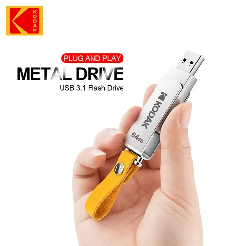 KODAK-unidad Flash USB 3,1 de Metal, Pen Drive de 64GB, 128GB, 256GB, personalidad creativa, regalo de música para coche, alta velocidad