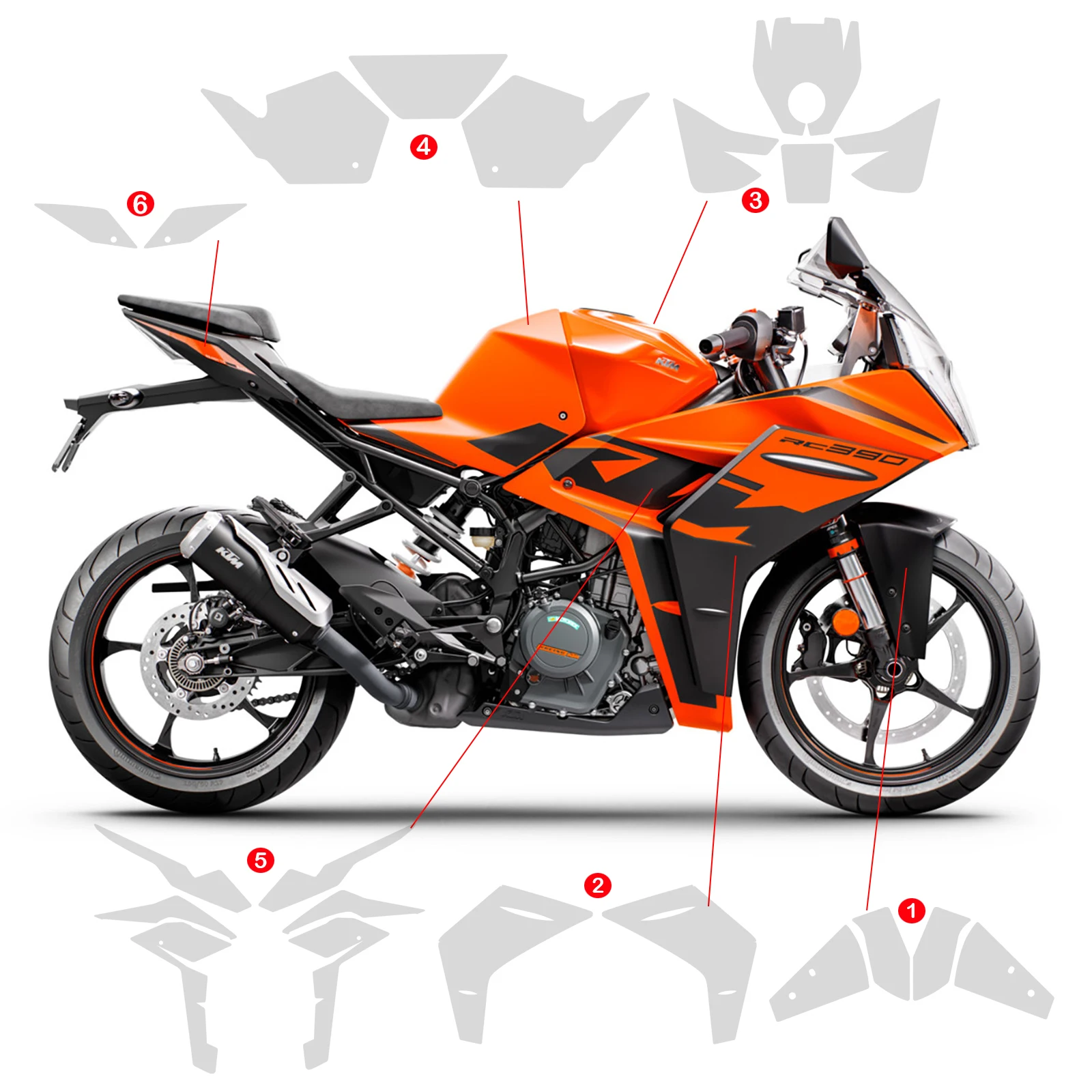 RC 125 RC 390 PPF Motorcycle Paint Protection Film For KTM RC 250 TPU Fairing Protection Real TPU Material Parts 2022-2024