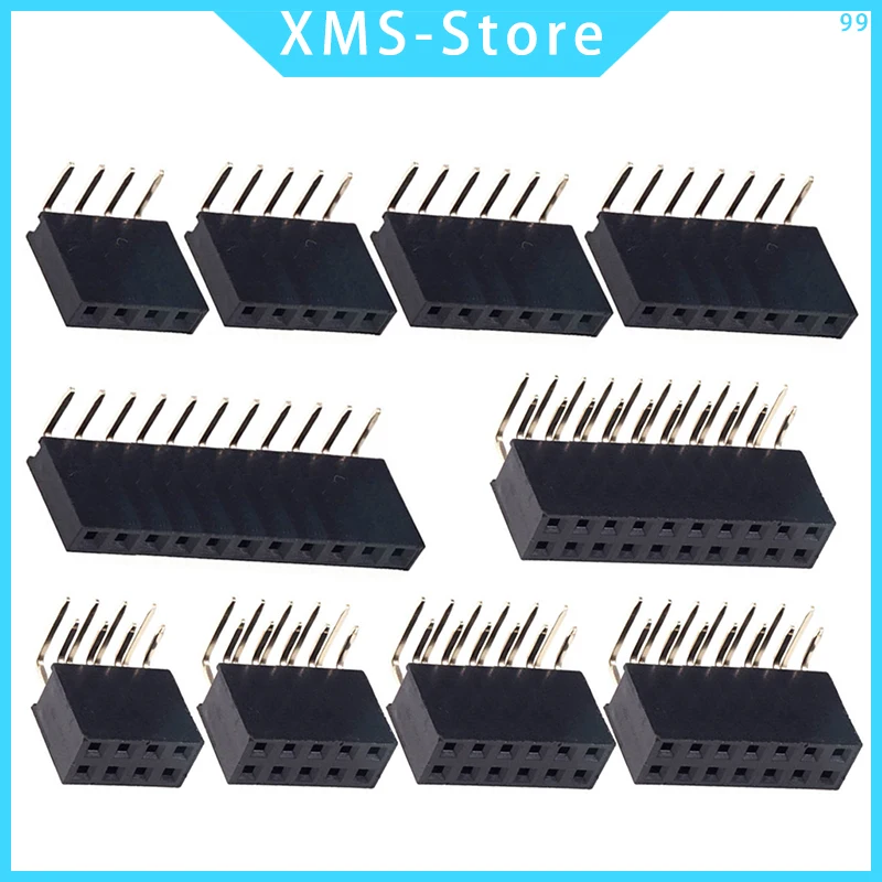 2.54mm Pitch Single Row Bent Female 2~40P PCB Board 90° Double row female connector 2/3/4/6/10/12/16/20/40Pin For Arduino