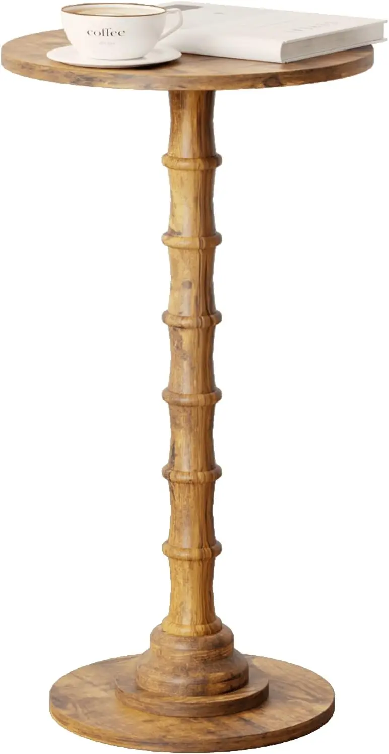 

Современный круглый приставной столик с ножками из массива дерева для гостиной, спальни, офиса - коричневый в деревенском стиле