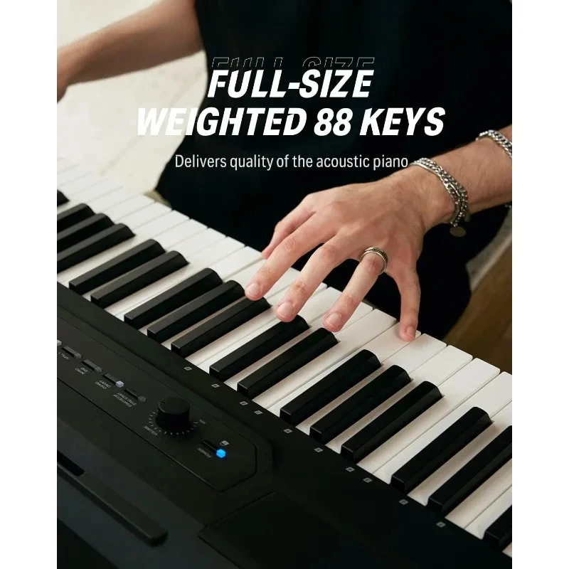 88 Key Digital Piano with Graded Hammer Action Weighted Keys 4 Reverb, LCD Screen 88 Key Weighted Keyboard Piano Bundle