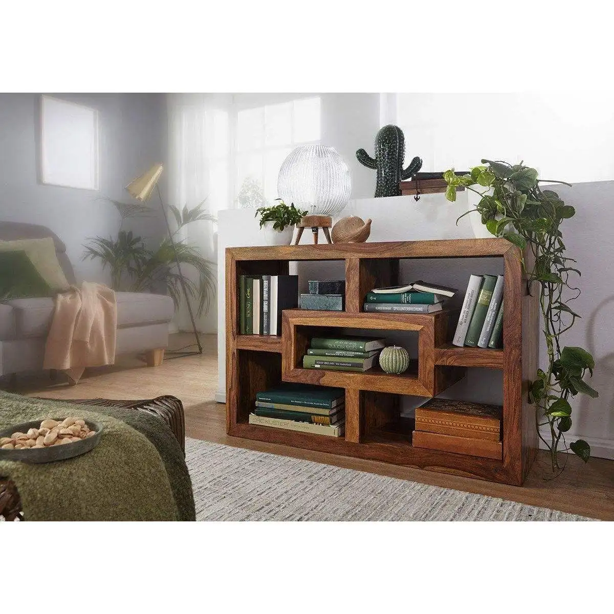 Z DU'S Modern Solid Wood Bookcase, Rectangular Design, Artistic Appearance, Ample Storage Capacity.Z