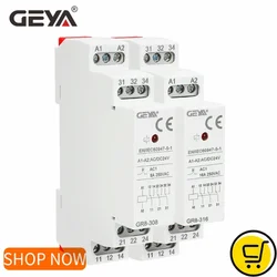 GEYA Din Rail Type GR8 AC DC 12V 24V 48V Switch Relay Intermediate Relay 8A 16A Auxiliary Relay