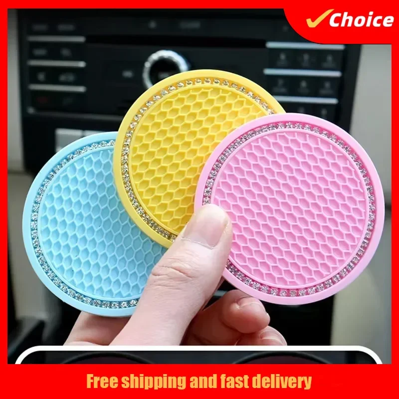 Car Coasters PVC Texture Soft Glue Portable Anti-slip Cup Holder Mat Anti-deform Comfortable Touch Car Interior Accessories
