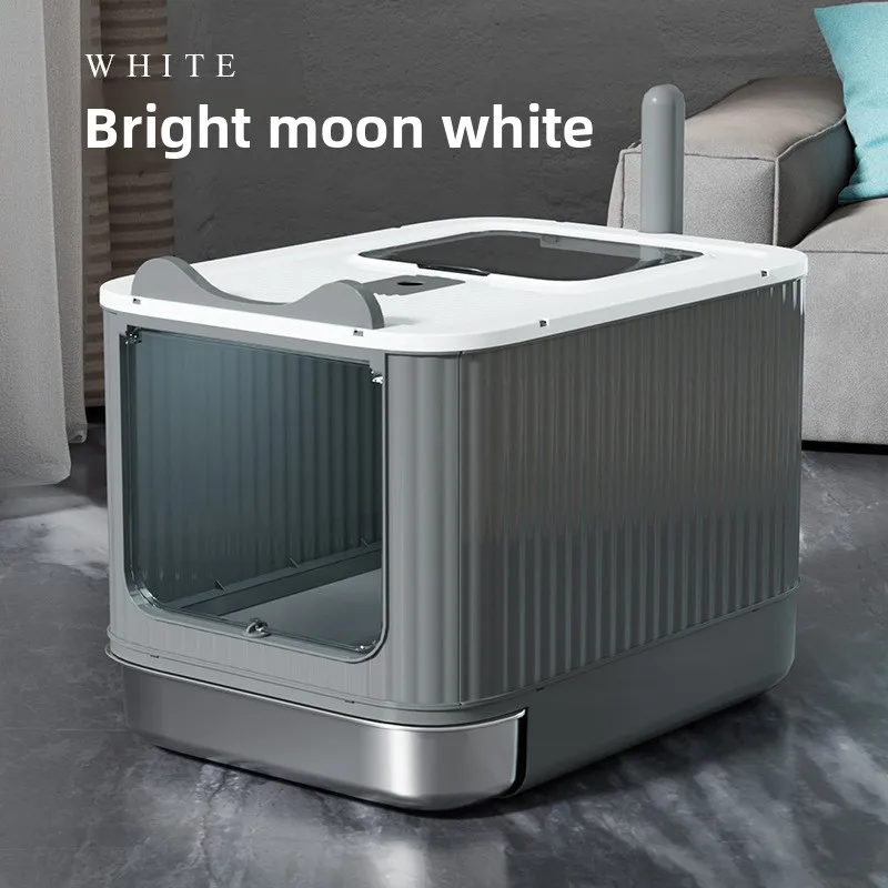 Automatic Self Cleaning Enclosed Cat Litter Box XXL Stainless Steel Drawer Anti Splash Odor Control Easy Clean view 4