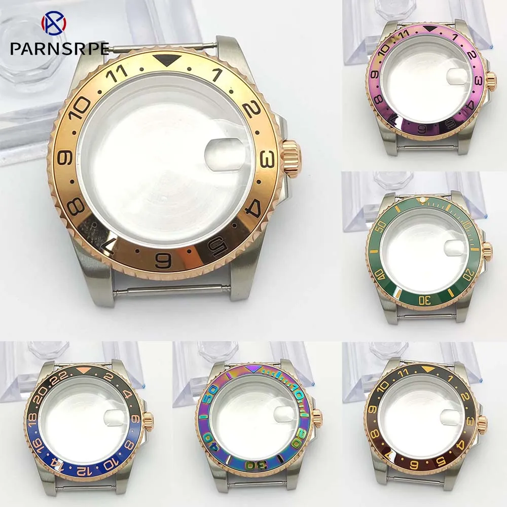 40 mm case Sapphire glass for NH35 movement 120 clicks Single rotation Men's watch case parts assembly