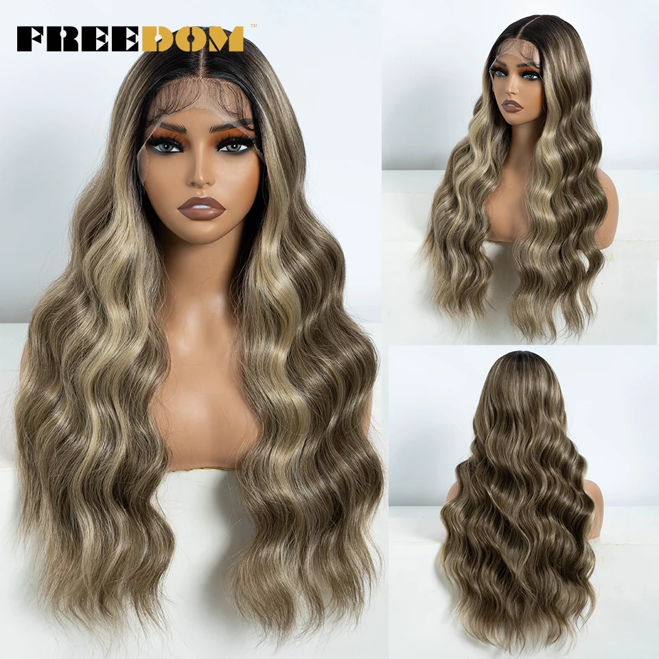 FREEDOM Synthetic Lace Front Wig For Black Women Long Wavy 28 