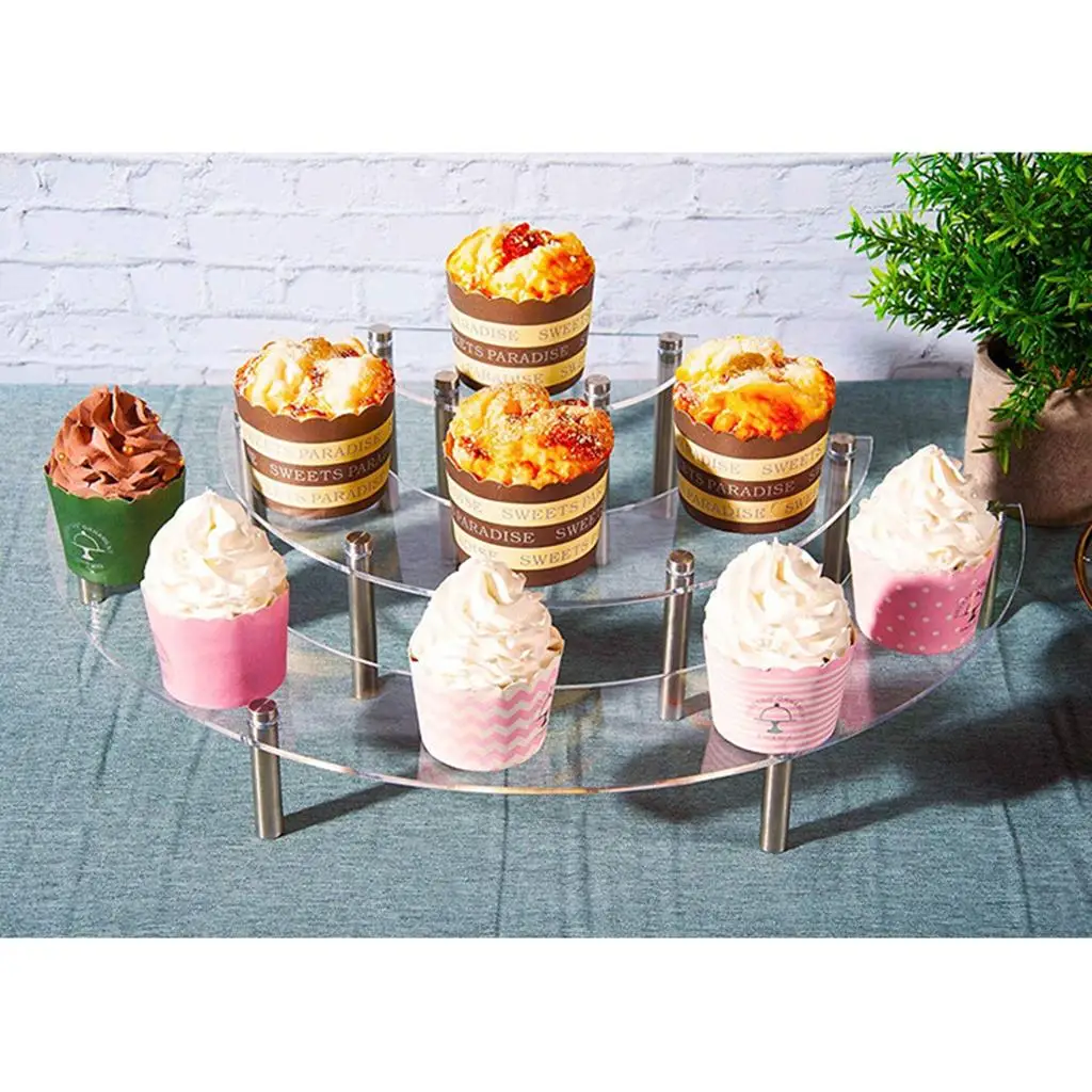 Acrylic Riser Display Stand Shelf with Metal Legs for Cupcakes,