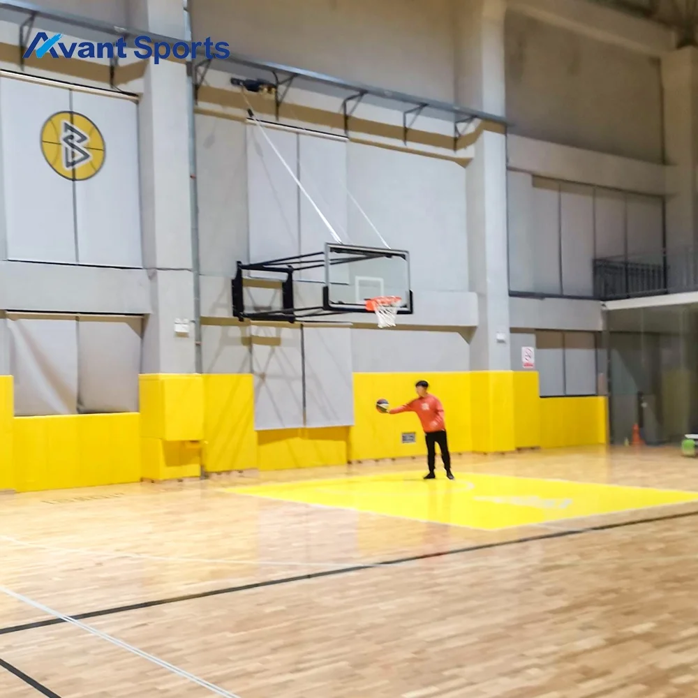 Avant Sports FIBA Basketball Hoop Stand Tempered Glass Backboard Indoor Adjustable Height Wall Mounted Basketball Hoops Goals