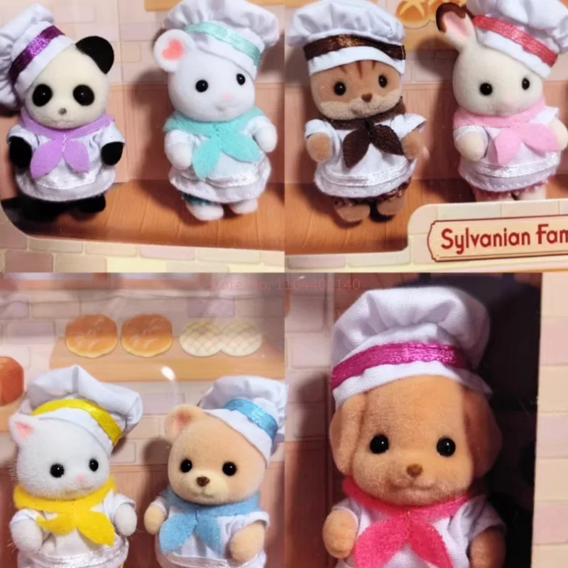Neue Ankunft Sylvanian Families Brot Chef Baby Set Anime Figur Familie Spielzeug Schokolade Kaninchen Chef Set Für Kind Geburtstag Geschenke Spielzeug