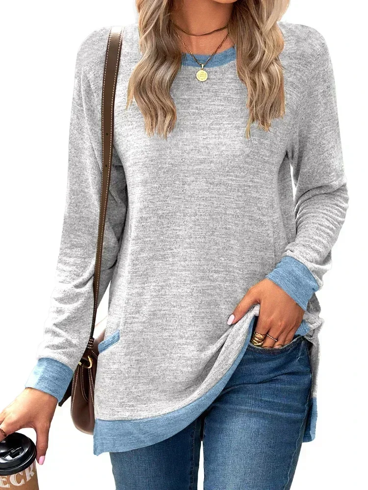 

Women Long Sleeve Solid Pockets Lightweight Sweatshirt