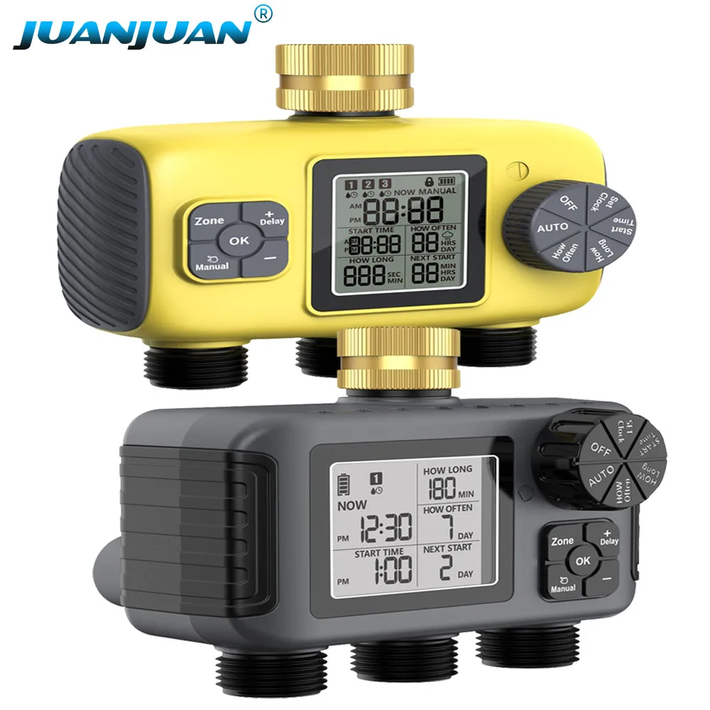 

3-Outlets Smart Automatic Water Timer Intelligent Irrigation Watering System Sprinkler Timer Garden Programmer Copper Faucet