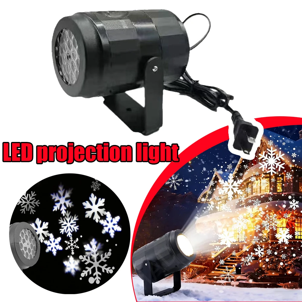 

1 Pcs New LED Christmas Snowflake Projector Dynamic White Rotating Stage Light For Outdoor Christmas Party Bedroom Ceiling Deco