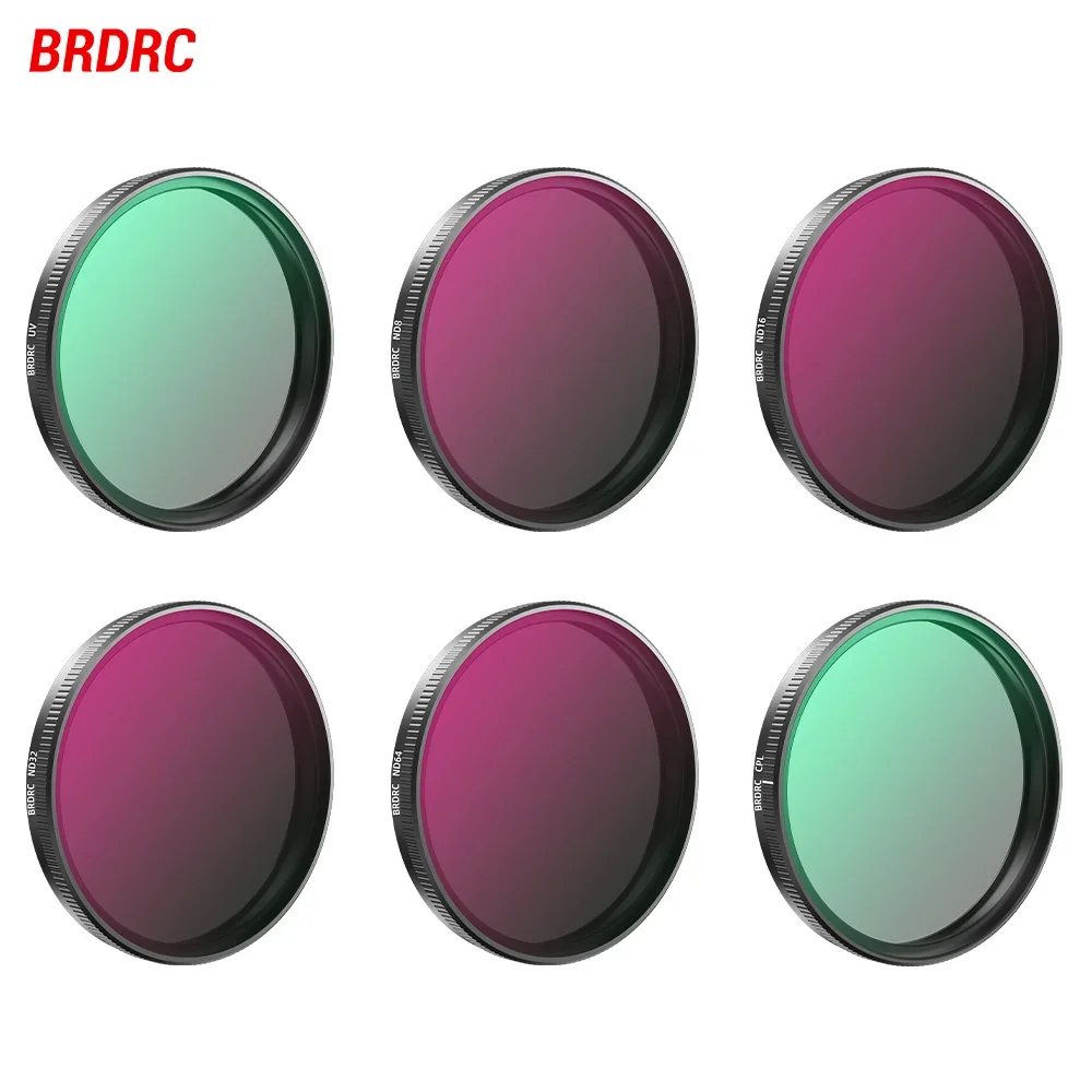 BRDRC Lens Filters for DJI Action 5 Pro/Action 4 Camera UV/CPL ND 8/16/32/64 Neutral Density Filter Kit HD Optical Glass lens