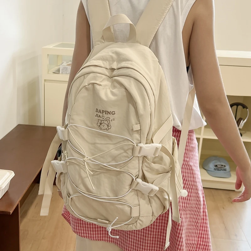 Aesthetic School Bag for Girls Large Capacity Students Bookbag Teen Laptop Rucksack Kawaii Daily College Knapsack Travel Daypack