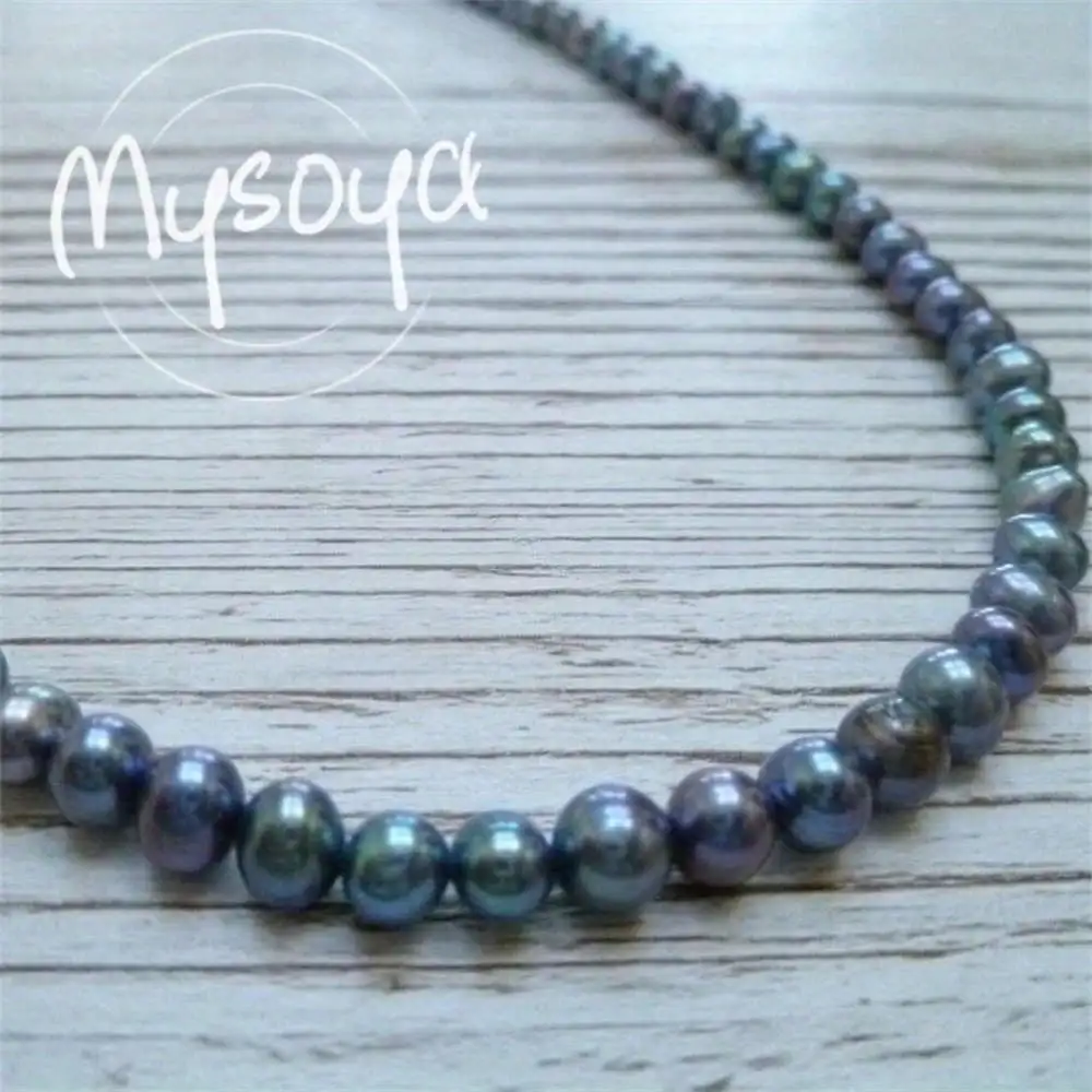 

MYSOYA Black Freshwater Pearl Necklace 6-7mm Pearls Gift Box Gift for Her Wedding Jewelry Christmas Birthday Anniversary Gift