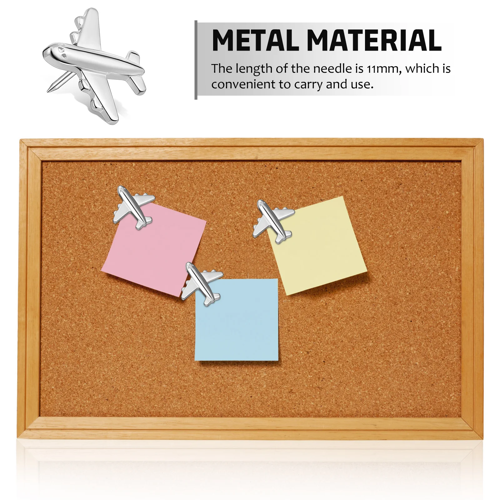 24 pçs placa de cortiça tridimensional metal avião tachas push pin bonito decorações pushpins para parede polegar